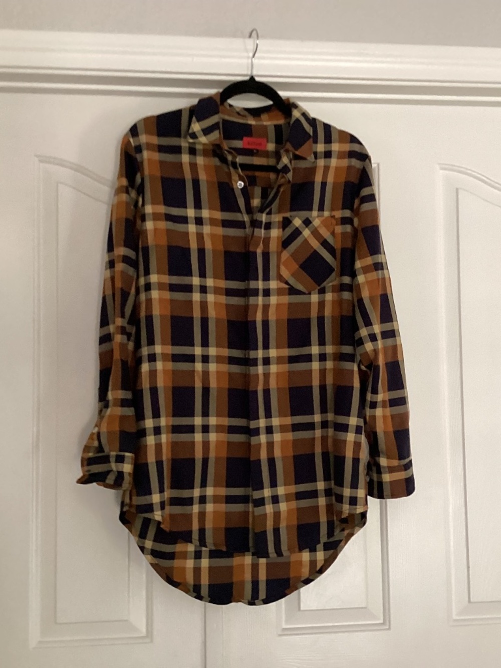Killion Plaid Shirt, Size Medium, Color Brown Multi Color Preown